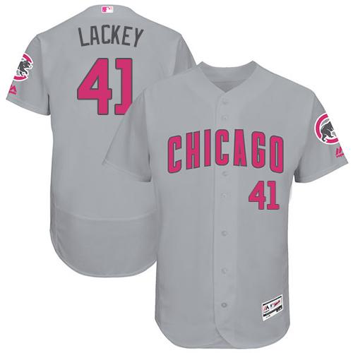 Cubs #41 John Lackey Grey Flexbase Authentic Collection Mother's Day Stitched MLB Jersey